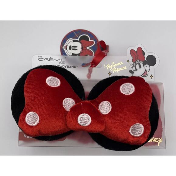 THE CREME SHOP - SPECIAL ED. MINNIE MOUSE 3D TEDDY PLUSH HEADBAND VELVET RED BOW - Picture 1 of 7